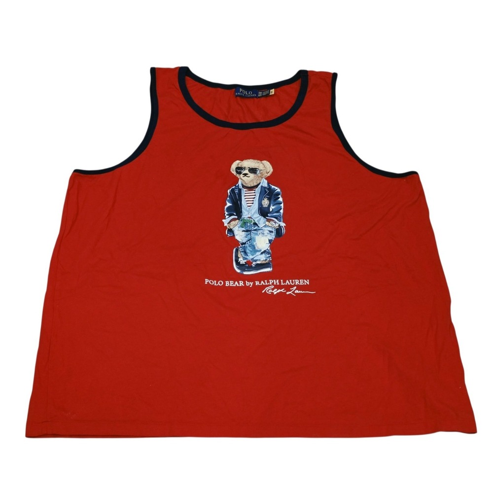 Polo Ralph Lauren Polo Bear Tank Top Mens 2XB Red Big Tall Sleeveless Shirt
